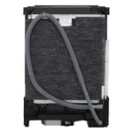 Rear view of LG smart dishwasher showing insulated exterior, drain hose and rear installation components