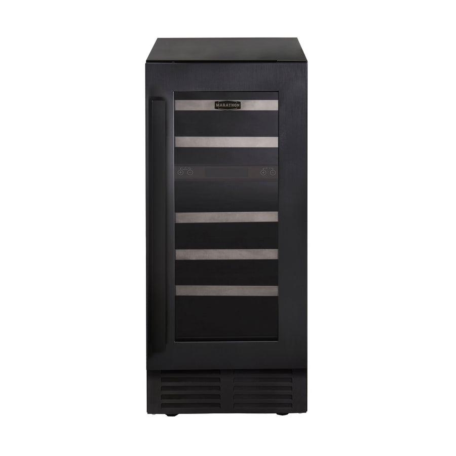 Marathon Black Steel Dual Zone Wine Cooler - MWC28-DBLS-1