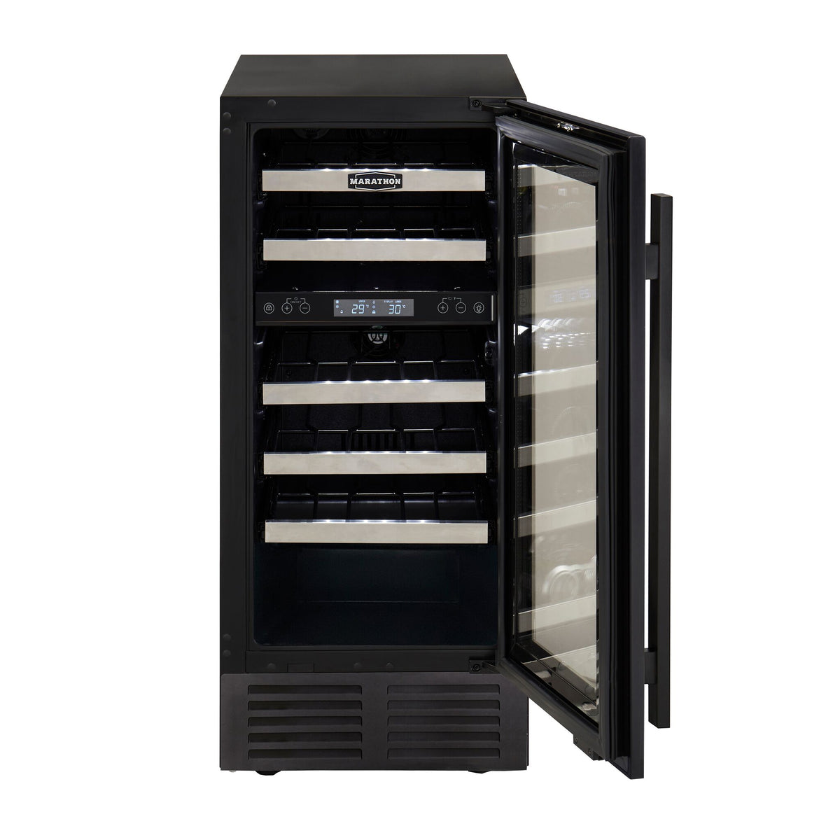 Marathon Black Steel Dual Zone Wine Cooler - MWC28-DBLS-1