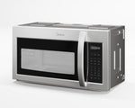 Angled view highlighting the curved handle, black control panel and stainless steel finish