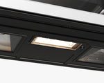 Underside view showing the cooktop light and ventilation filters