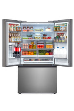 Stocked refrigerator interior with beverages, produce and fresh foods