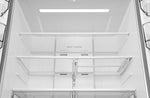 Adjustable glass shelves beneath LED lighting and Smart+ Cooling panel