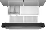 Bottom freezer showing two empty ice bins labelled Small Ice and Large Ice