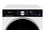 Close-up of the digital controls with cycle dial, wash settings and time display