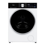 Midea MLHE31S2BBW white compact dryer with black glass door and digital control panel