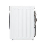Side profile highlighting the compact dryer cabinet and rear connections