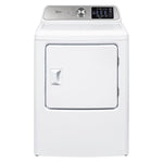 Midea MLTE47A4BWW white electric dryer with grey controls and recessed door handle