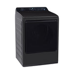 Angled view showing the charcoal finish, black door and illuminated TFT controls
