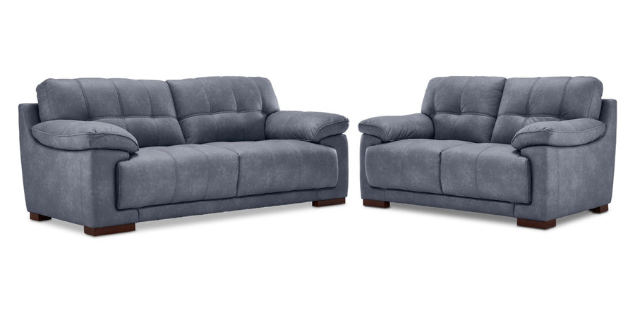 Modena Sofa and Loveseat Set - Blue