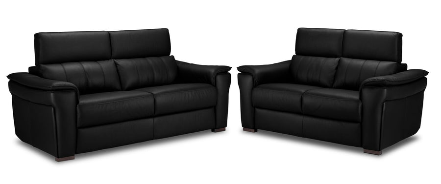 Orlando-Ray Leather Sofa and Loveseat Set - Black