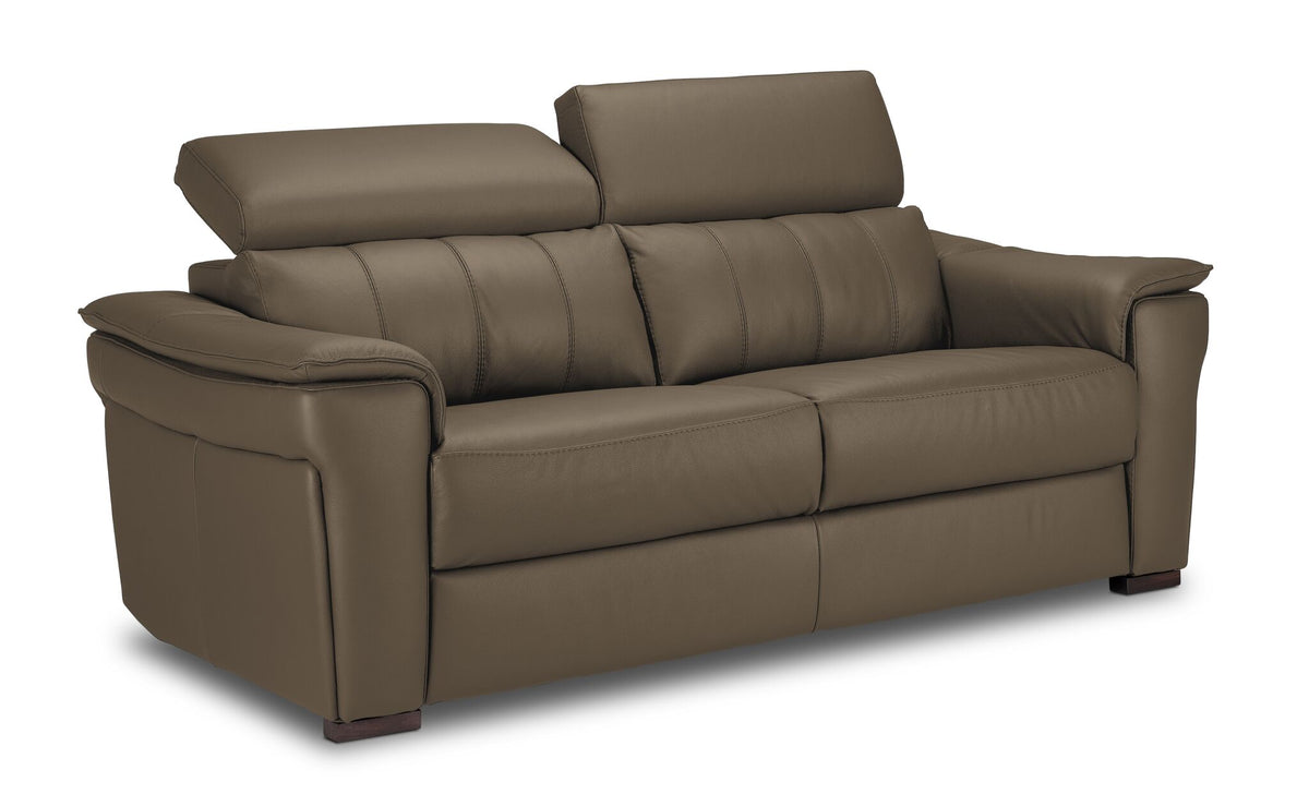 Orlando-Ray Leather Sofa - Taupe