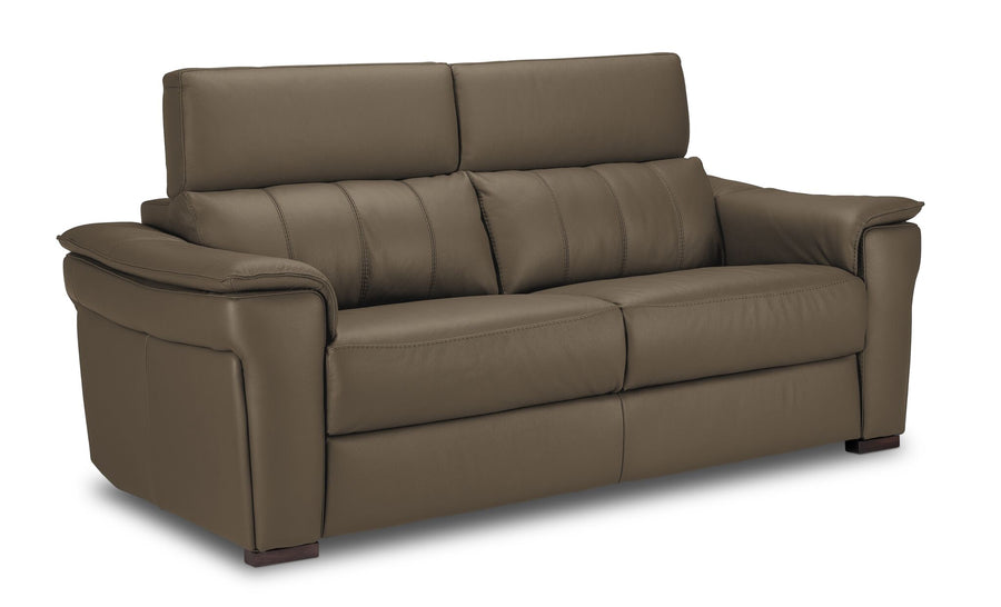 Orlando-Ray Leather Sofa - Taupe