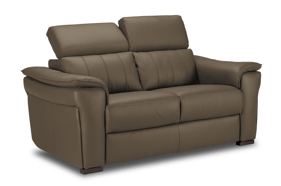 Orlando-Ray Leather Loveseat - Taupe