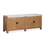 Plum Creek 70-inch Sierra Brown TV stand with marble top, four doors and media storage