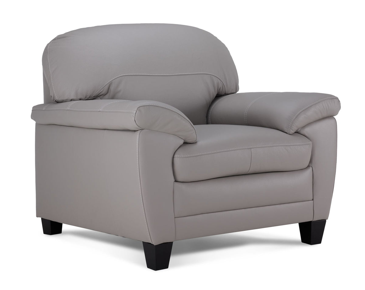 Raphael Leather Sofa, Loveseat and Chair Set - Cloud Grey