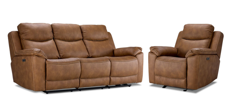 Santa Fe Power Reclining Sofa and Chair Set - Copper