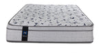 Front view of the Queen mattress showing patterned sleep surface, dark piping and Sealy label