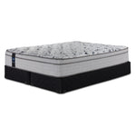Sealy Comfort Series 1 Queen firm mattress on two black split boxsprings with light grey Euro top