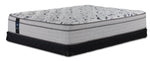 Sealy Comfort Series 2 Queen medium mattress on a black low-profile boxspring with quilted Euro top