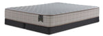 Origins by Serta Tradition Queen firm mattress on two charcoal low-profile split boxsprings