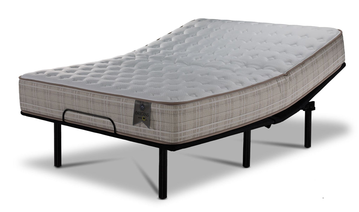 Origins by Serta Tradition Queen mattress on L2 Motion 2.0 adjustable base with head raised