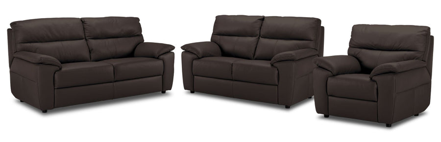 Toscana Leather Sofa, Loveseat and Chair Set - Chocolate