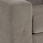 Valetta Sofa - Wheat close-up showing textured upholstery and stitched cross design on the wide track arm
