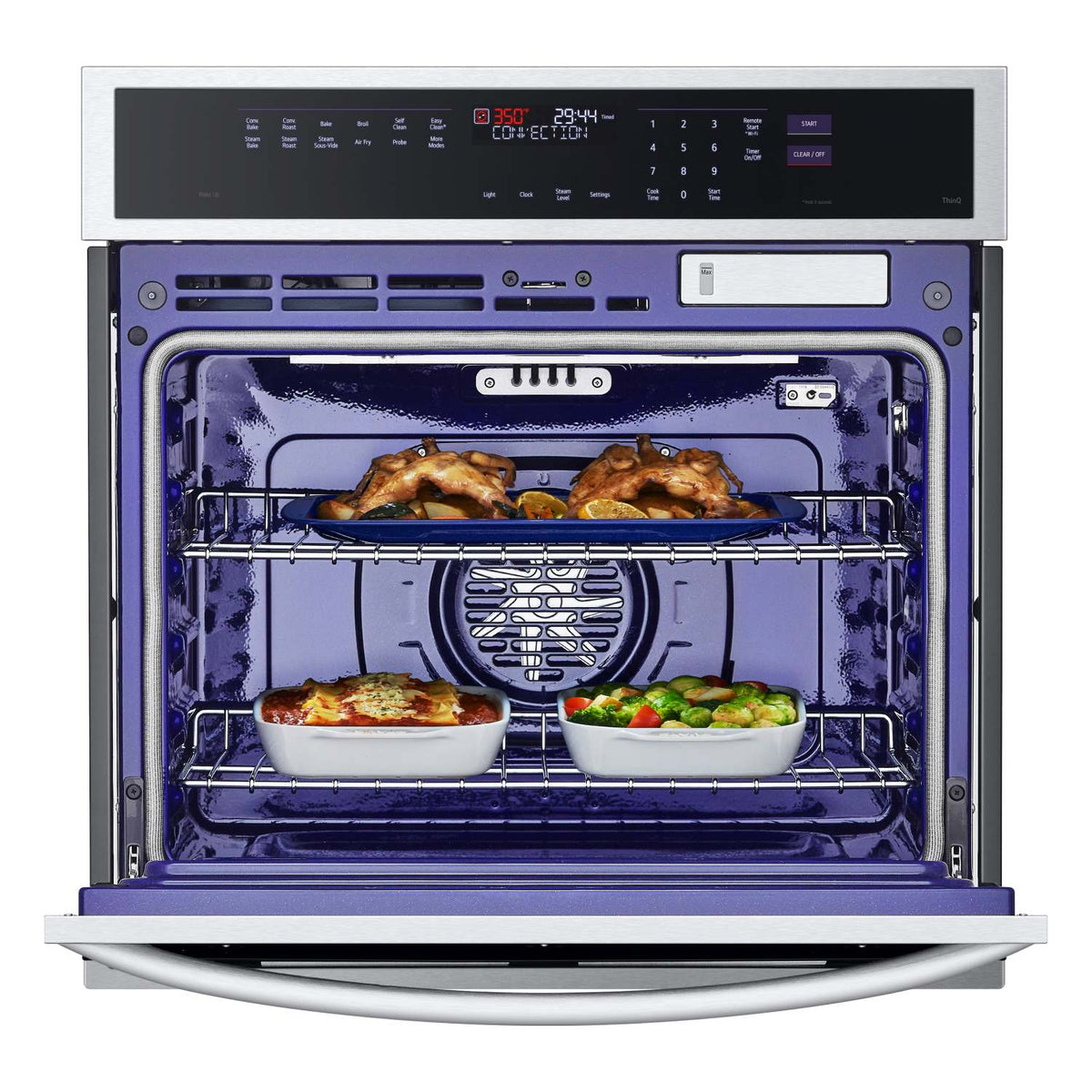 LG Stainless Steel 29.75" Smart Single Wall Oven with 
True Convection, InstaView®, Air Fry and 
Steam Sous Vide (4.7 Cu. Ft.) - WSEP4727F