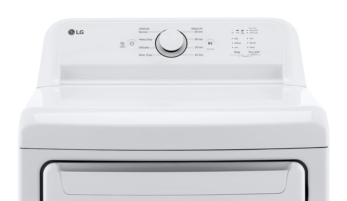LG White Top Load Washer with Agitator and SlamProof® Glass Lid (4.8 Cu. Ft) & Dryer with Sensor Dry (7.3 Cu. Ft) - WT6105CW/DLE6100W