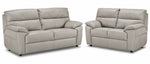 Toscana grey leather sofa and loveseat set with deep seating and pillow-top arms