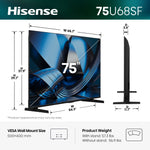 Hisense 75" QLED Mini-LED AI TV 144Hz - Fire TV - 75U68SF--