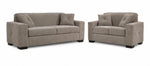 Valetta Sofa and Loveseat Set - Wheat with wide track arms, dark block feet and matching accent pillows