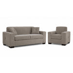 Valetta Sofa and Chair Set - Wheat with wide track arms, dark block feet and matching accent pillows