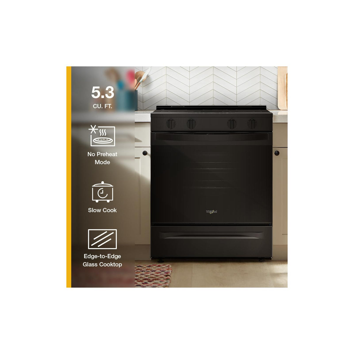 Whirlpool Black Slide-In Smart Electric Range (5.3 Cu. Ft.) - YWSES3330TB--