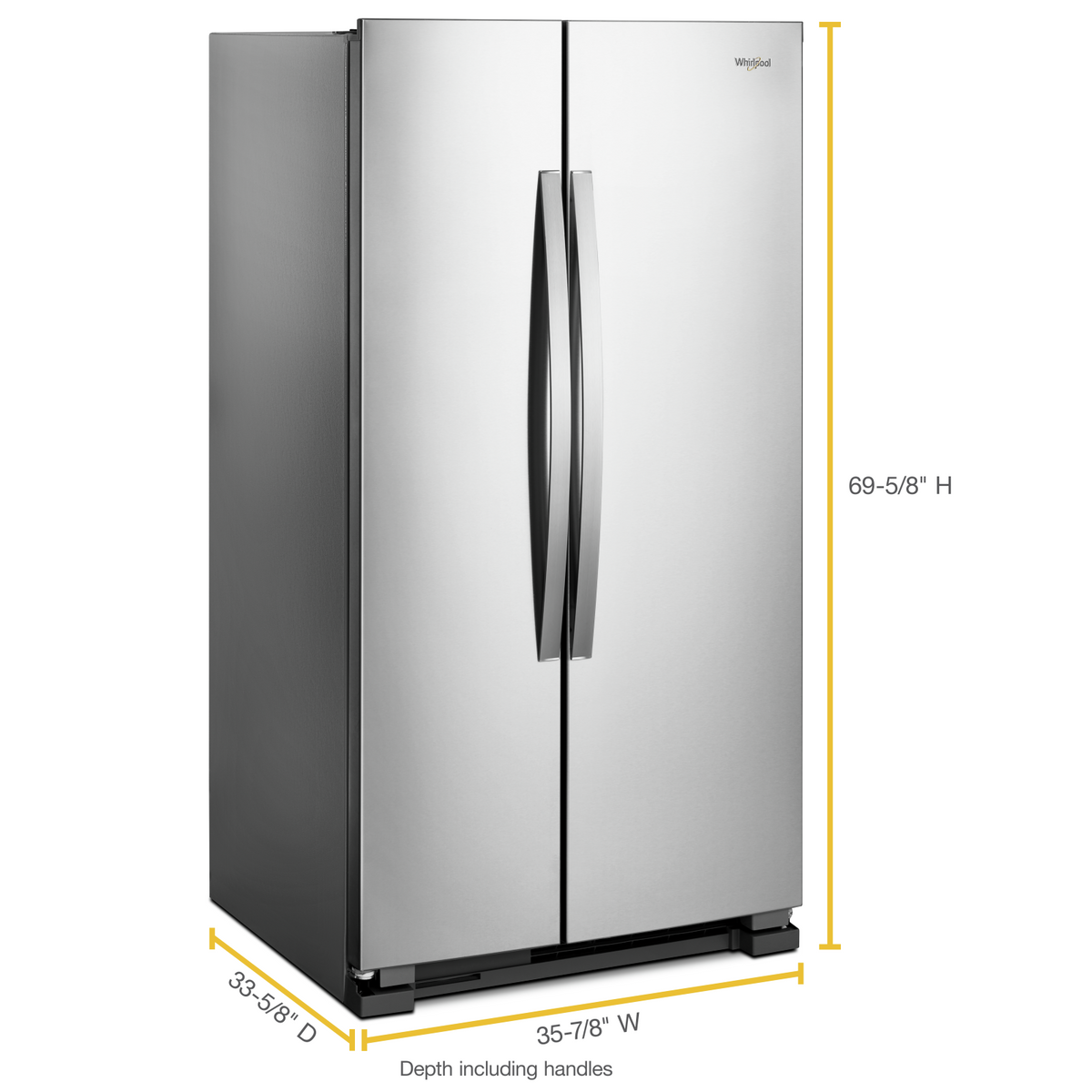 Whirlpool 35.88" 25 Cu. Ft. Monochromatic Stainless Steel Side-by-Side Refrigerator - WRS315SNHM