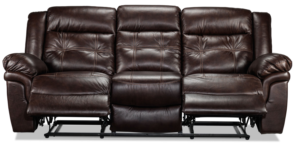 Cooper Leather Reclining Sofa and Recliner Set - Brown