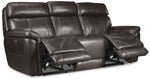 Stallion Leather Dual Power Reclining Sofa - Dark Grey
