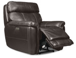 Stallion Leather Dual Power Reclining Sofa and Chair Set - Dark Grey
