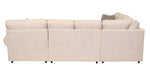 Jupiter 4-piece flax sectional full rear view showing light upholstered back panels and low black feet