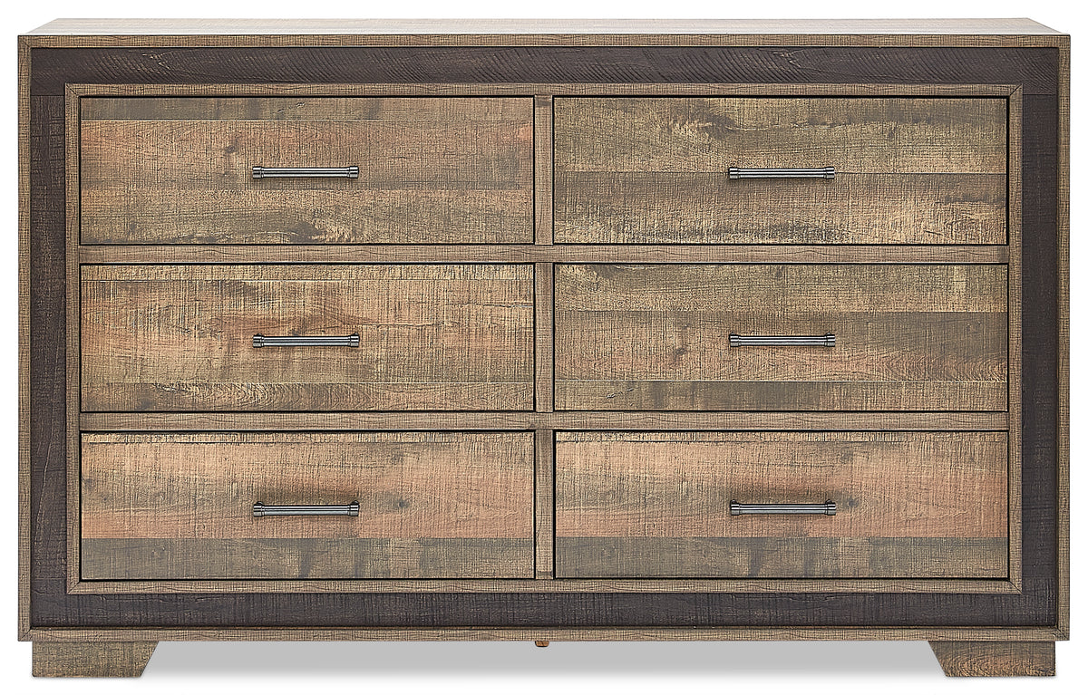 Orlando 6-Drawer Dresser - Weathered Brown