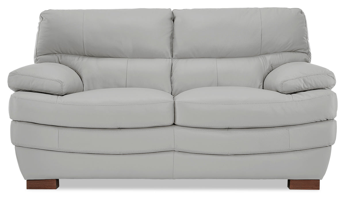 Francavilla Leather Loveseat - Light Grey