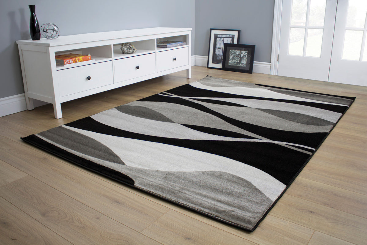 Paladin Drifts Area Rug - 8' X 11' - Black Grey