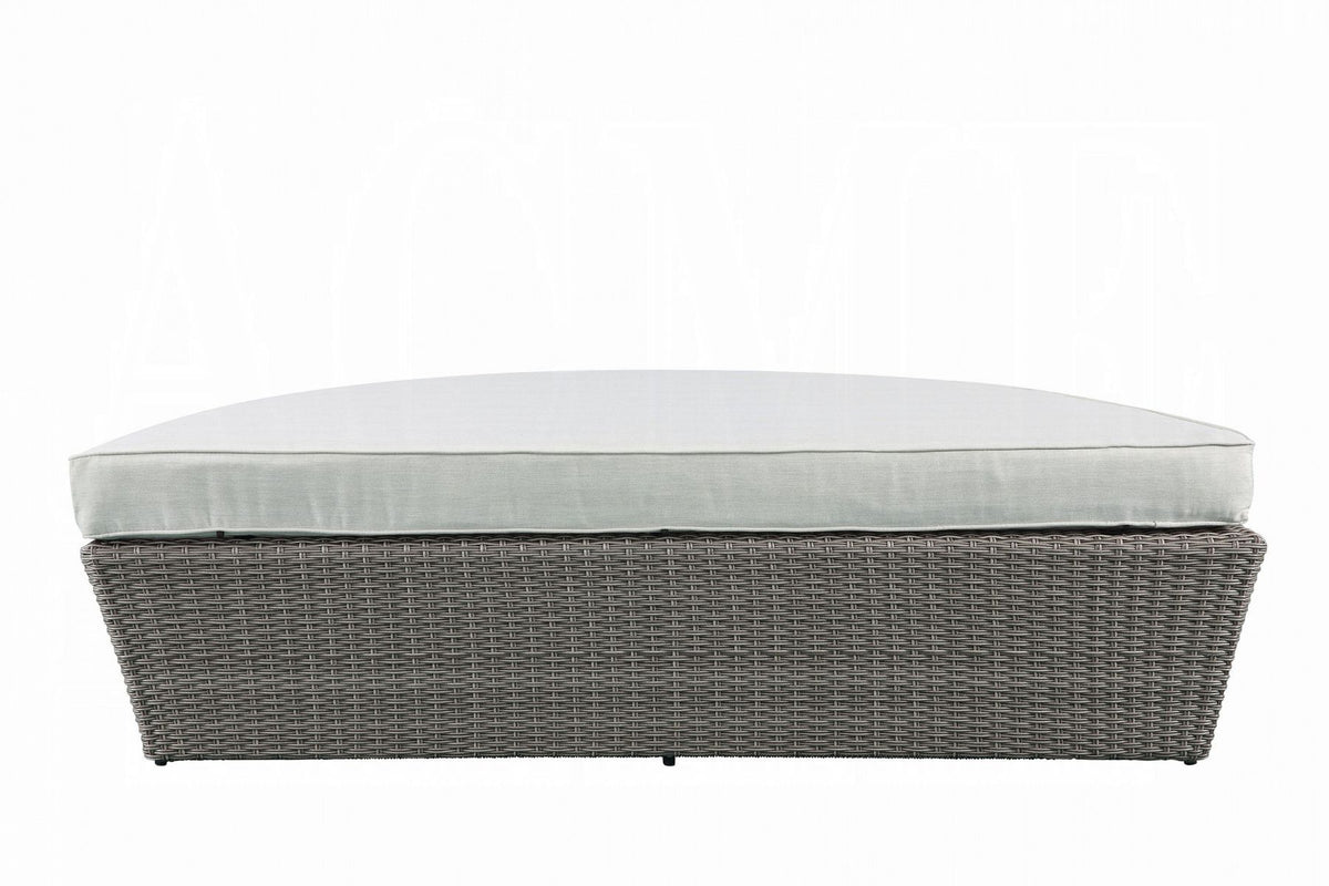 Island Pebbles Patio Canopy Daybed with Ottoman - Beige/Grey