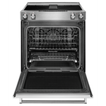 KitchenAid Stainless Steel 30” Front Control Slide-In Electric Convection Downdraft Range (6.4 Cu. Ft.) - KSEG950ESS