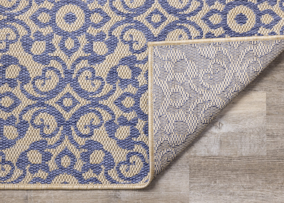Camby 7'10" X 10'6" Indoor/Outdoor Elaborate Rug - Blue Beige  Area Rug