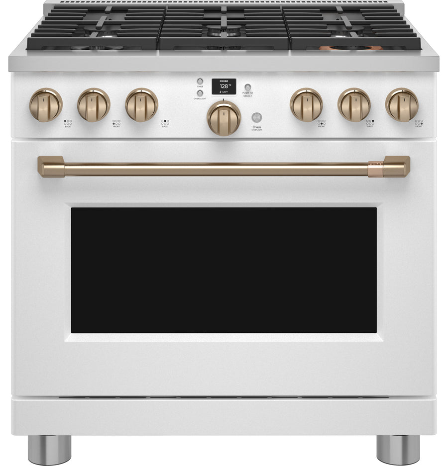 Café Matte White 36" Commercial-Style 6-Burner Dual-Fuel Smart Range with Air Fry (5.75 Cu.Ft) - C2Y366P4TW2