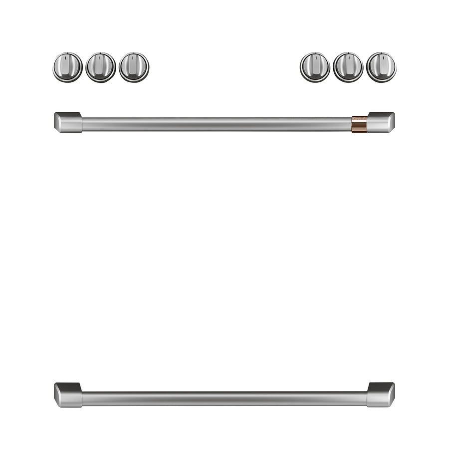 Café™ Brushed Stainless Front Control Gas Knobs and Handles Set- CXFCGHKPMSS
