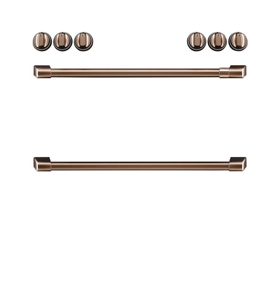Café™ Brushed Copper Front Control Induction Knobs and Handles Set - CXFCHHKPMCU