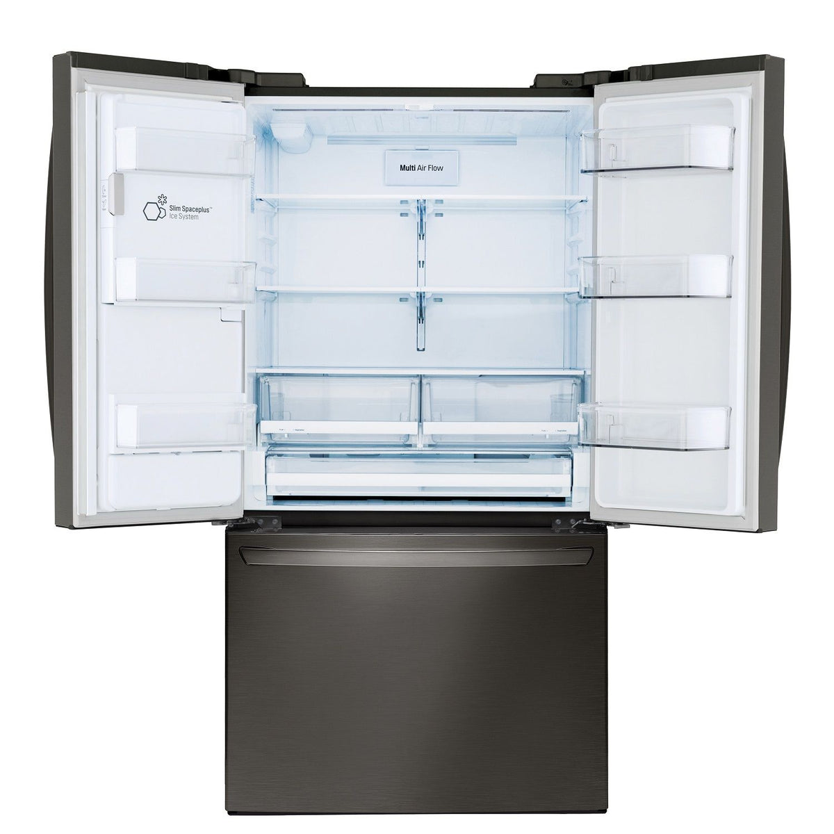 LG 36" 28 Cu. Ft. Smudge Resistant Black Stainless Steel French Door Refrigerator with Ice & Water Dispenser - LRFS28XBD